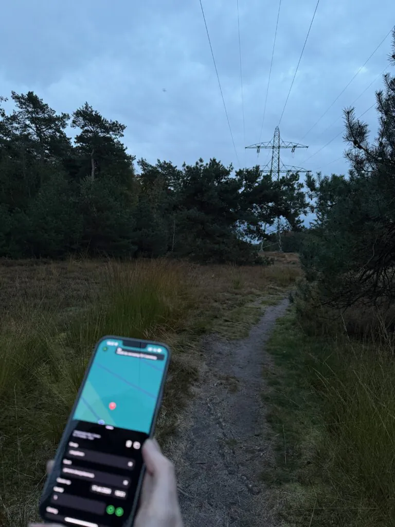 VeldApp op de heide bij schemering, tijdens een avondronde