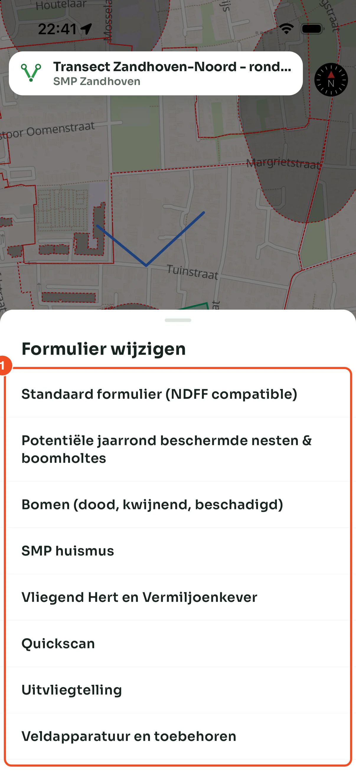 De lijst Formulier wijzigen met alle formulieren van de organisatie