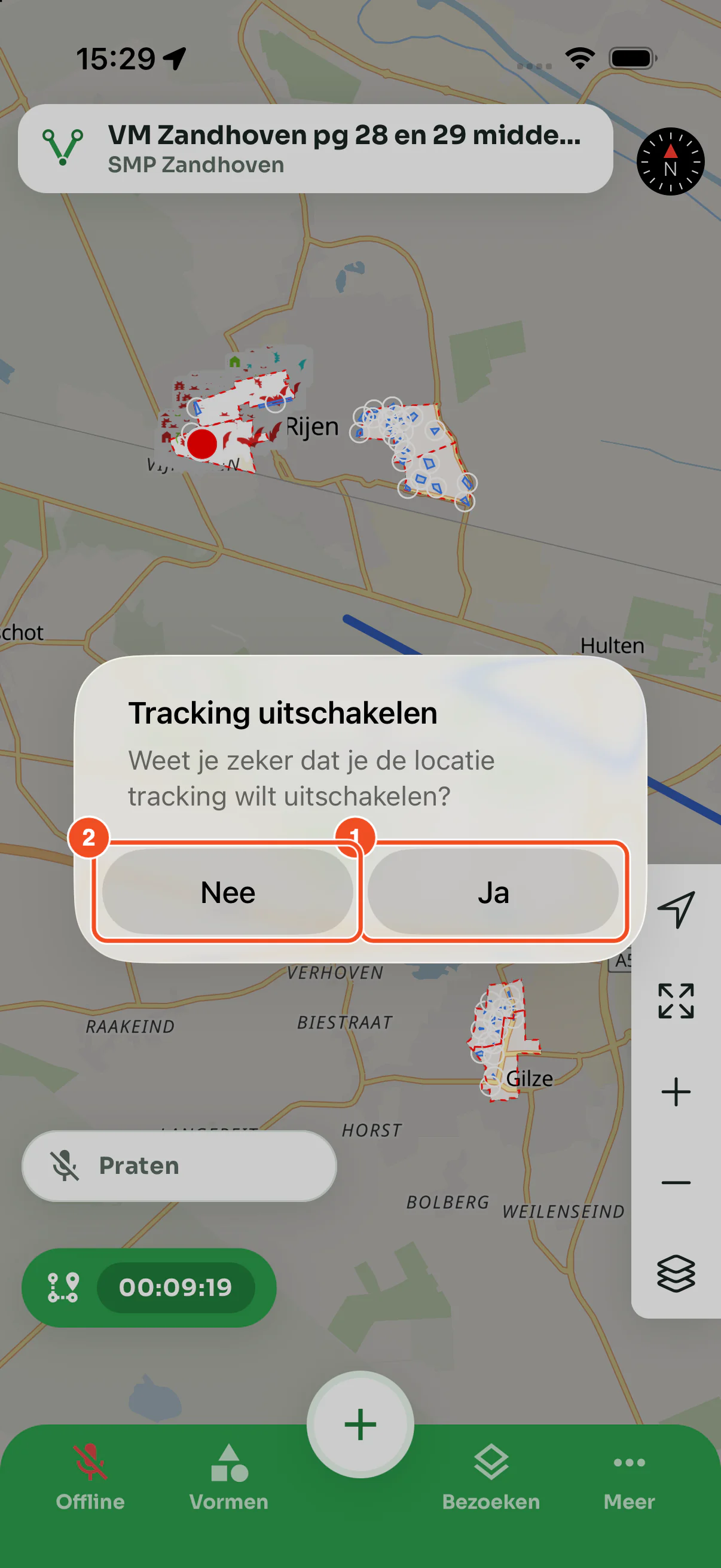 De bevestiging Tracking uitschakelen met de knoppen Nee en Ja