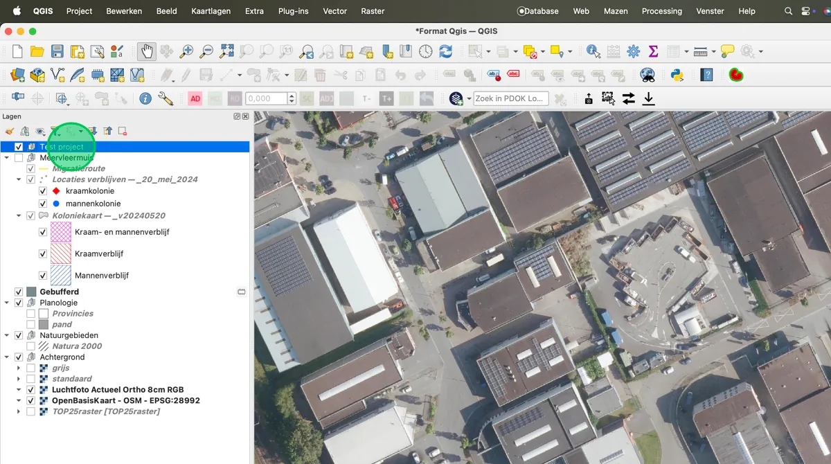 Een nieuw, leeg project in QGIS