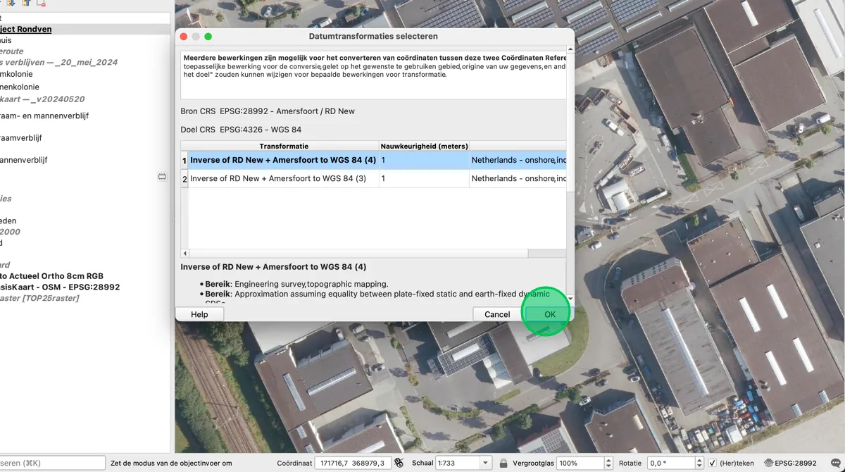 De bevestiging dat het GeoJSON-bestand is opgeslagen